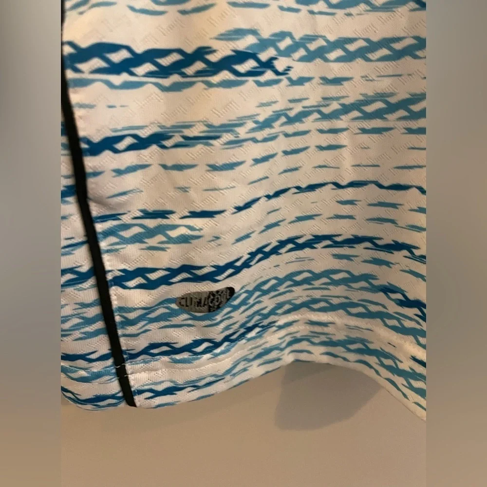 Adidas Blue and White Printed Golf Polo